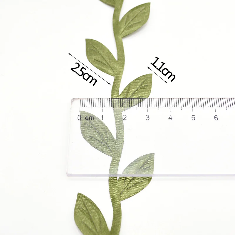 Шелковая зеленая лента в форме листьев 10 м/20 м искусственные листья для свадьбы