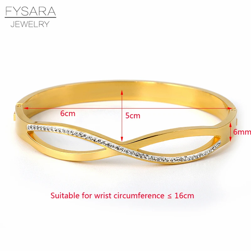 FYSARA 361l из нержавеющей стали крест браслеты с камнями и браслеты для женщин кубический цирконий бесконечные браслеты Роскошные брендовые ювелирные изделия