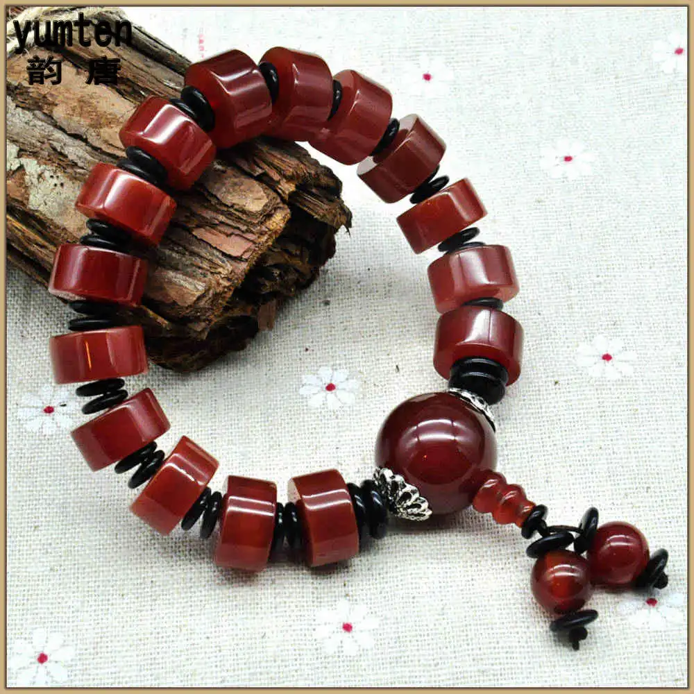 Yumten Природный Рубин Бусины Браслеты Mujer armbanden voor vrouwen Для мужчин Jewelry erkek bileklik