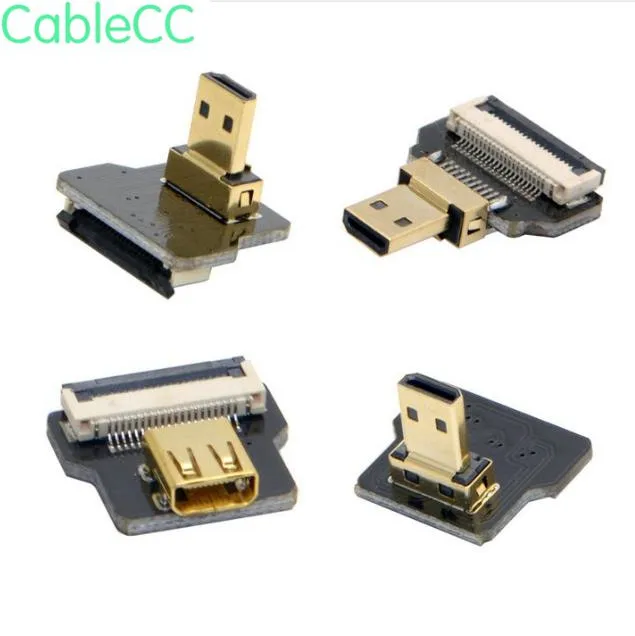 FPV микро HDMI Тип D вверх и вниз Угловой 90 градусов Мужской Женский Разъем для HDTV