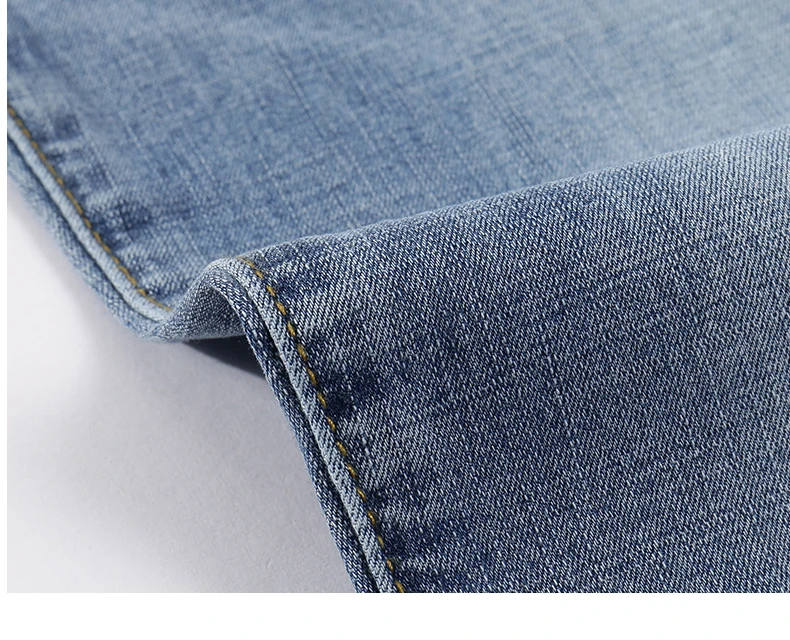 Джинсы Для мужчин модные Бизнес Повседневное прямые Slim Fit ультратонкие дышащие стрейч светло-голубой летние джинсовые штаны Большой Размеры