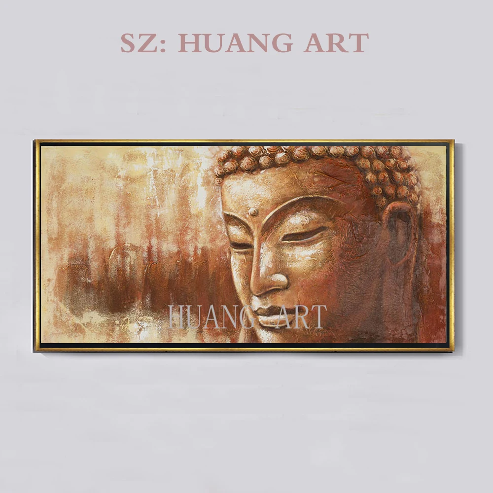 

Luxury Wall Art Artist Pure Hand-painted High Quality Buddha Figure Oil Painting on Canvas Wall Art Buddha Head Oil Painting