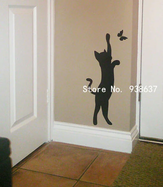 Настенные наклейки в виде бабочки с изображением кошки Новое поступление
