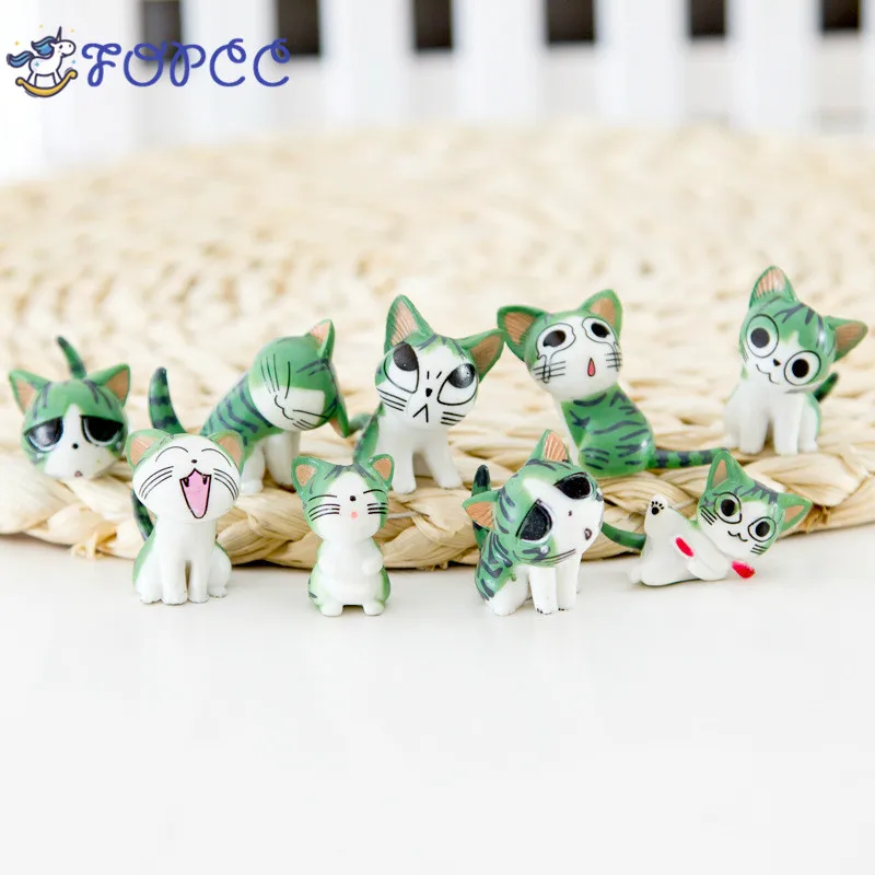 9 шт. Kawaii Cheese Cat миниатюрная Статуэтка Фея миниатюрные фигурки японского аниме
