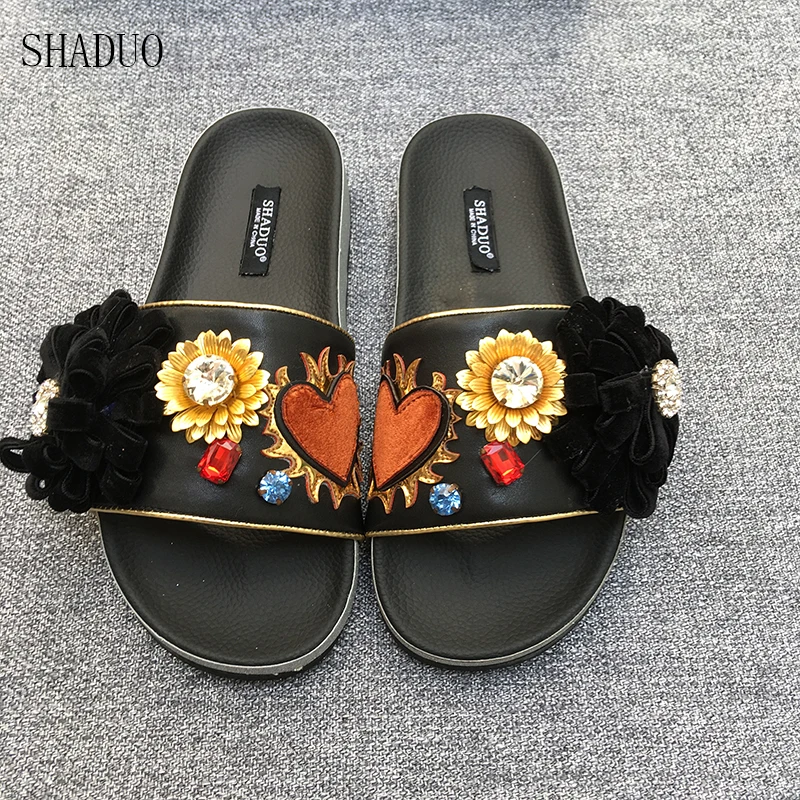 Шлепанцы SHADUO женские из натуральной кожи пляжные повседневные домашние тапочки