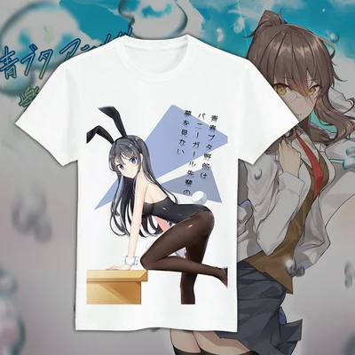 Футболка для косплея из аниме Seishun Buta Yarou wa Bunny Girl Senpai no Yume wo Minai футболка Mai Sakurajima