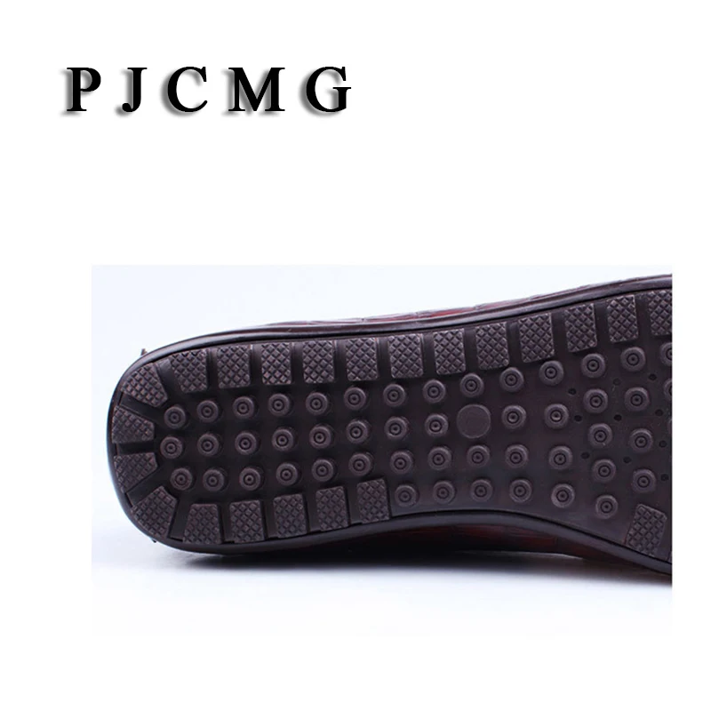 Мужские мокасины без шнуровки PJCMG черные/красные повседневные Мокасины из