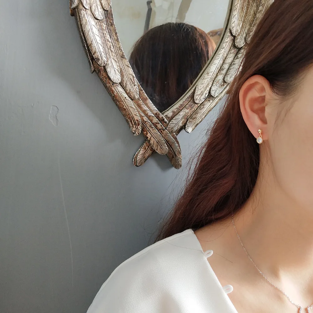 Серьги капельки из стерлингового серебра S925 пробы модные круглые короткие