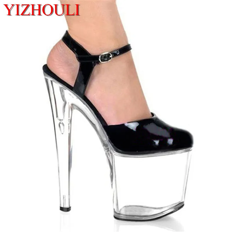 Round head shoes mature color lighter single shoes during 20 cm high heel shoes black show tall with shoes