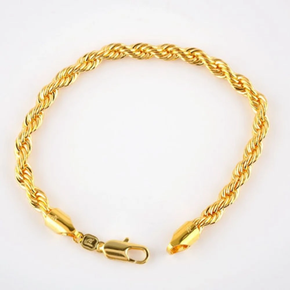 9-дюймовый длинный мужской браслет из желтого золота позолоченная цепочка