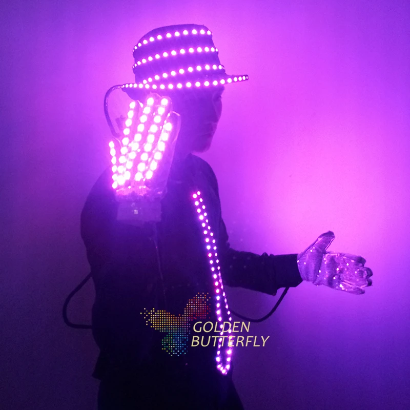 Светодиодная одежда светящаяся шляпа модные перчатки светящиеся мужские
