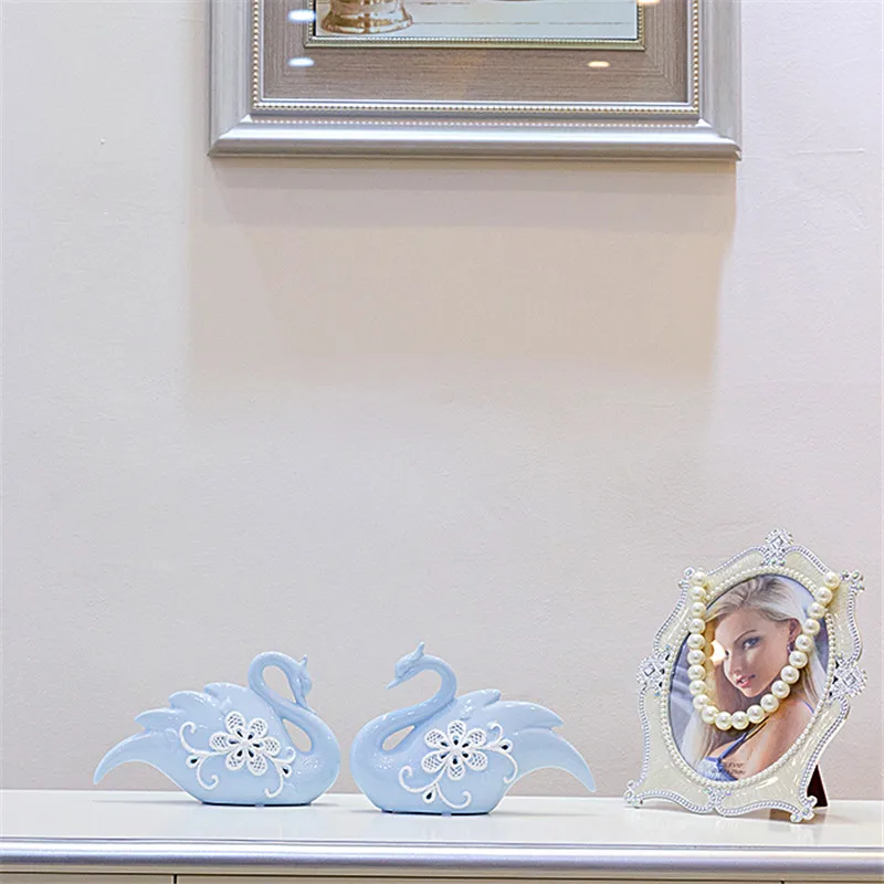 Современные сельская керамика синий пара лебедей украшения для украшение дома с