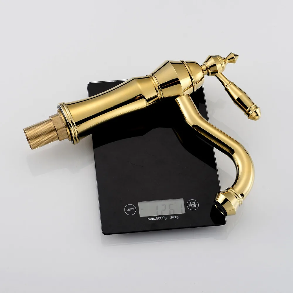 Смесители для раковины в ванную комнату латунный кран с одной ручкой золотистый