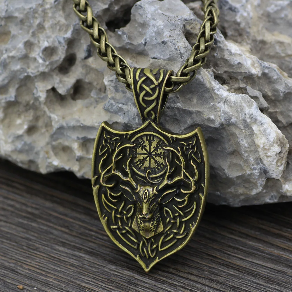 Мужской двухсторонний олень викингов Секира легендарный амулет Aegishjalmur ожерелье