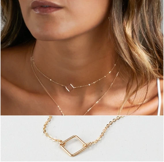 Золотистый изящный женский чокер ожерелье многослойное для девочек подарок