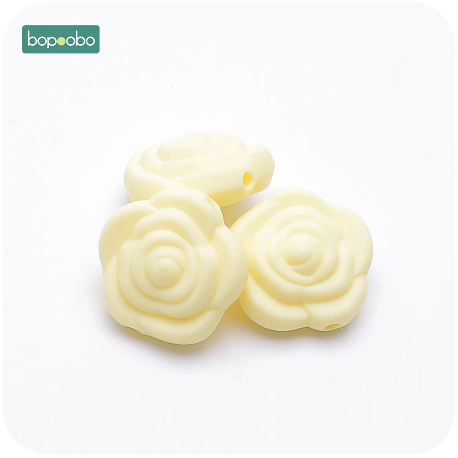 Lemon Yellow Flower Bopoobo 10 шт. силиконовые бусины Цветок Детские Прорезыватели крошечные стержни бусины BPA бесплатно Роза Детские Прорезыватели игрушки Аксессуары для соски цепи - Цвет: Lemon Yellow Flower