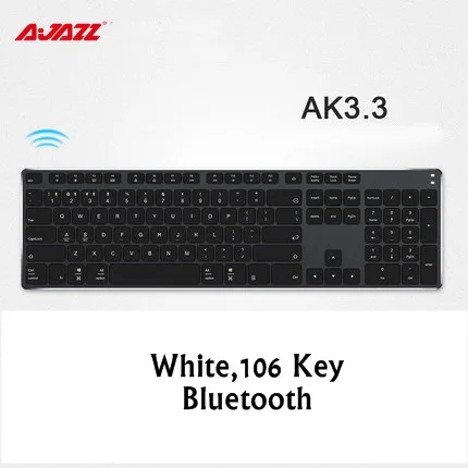 Black 106 Key Ajazz AK3.3 ультра-тонкий металлический корпус мульти-поддержка беспроводная Bluetooth клавиатура для ПК, ноутбука, планшета и мобильного телефона - Цвет: Black 106 Key