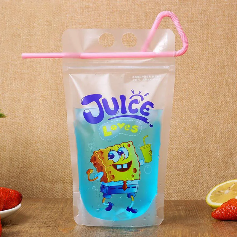 100 шт милый мультфильм пластиковый упаковочный пакет для напитков синий черный