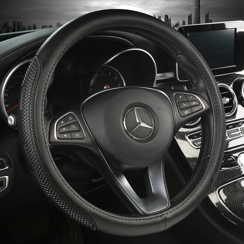 

PU Leather Universal Car Steering-wheel Cover 38CM Car-styling Sport Auto Steering Wheel Covers Anti-Slip Automotive Accessories