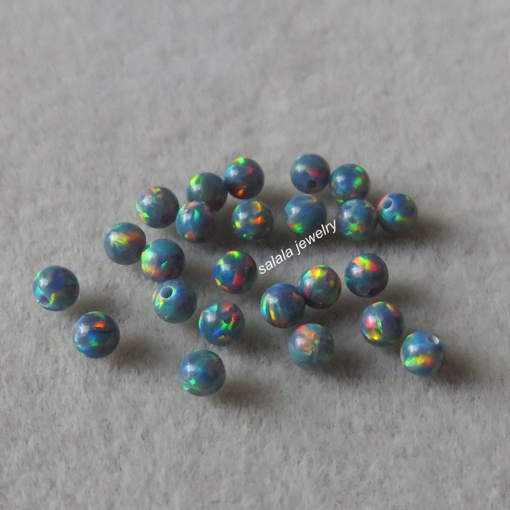200pcs /lot 2.5mm Round Ball Cut Opal Op77 Royal Blue Grey Round Opal,Synthetic Round Ball Fire Opal Beads