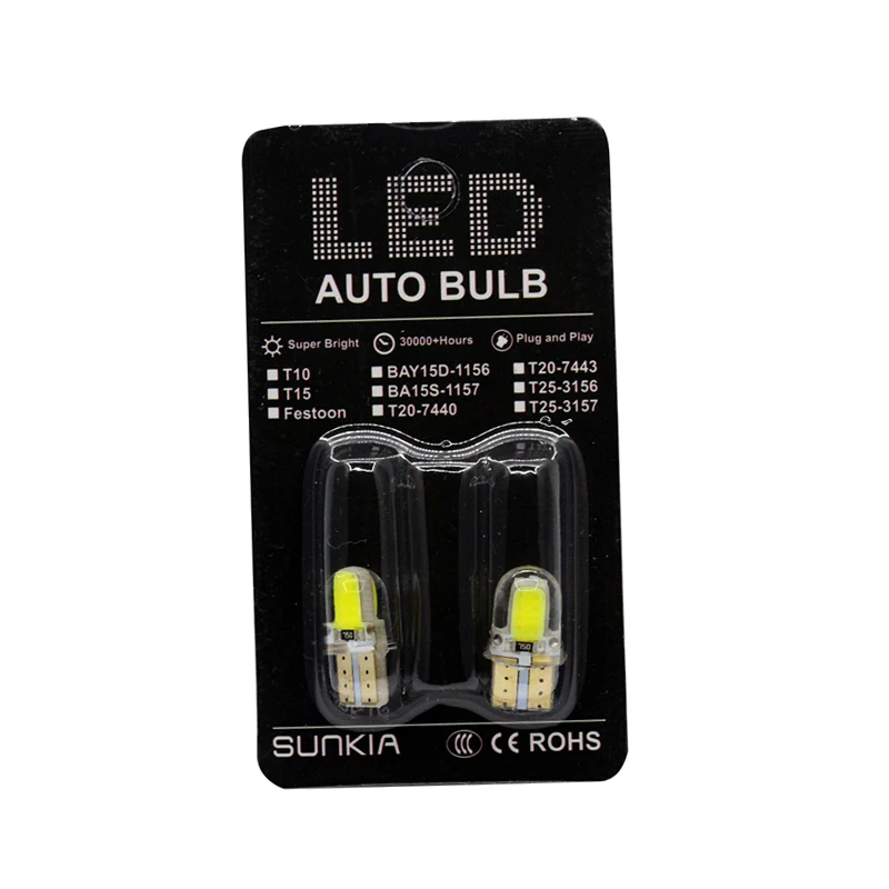 2 шт./пара SUNKIA высокая яркость COB T10 Canbus W5W 194 501 светодиодный ная габаритная широкая