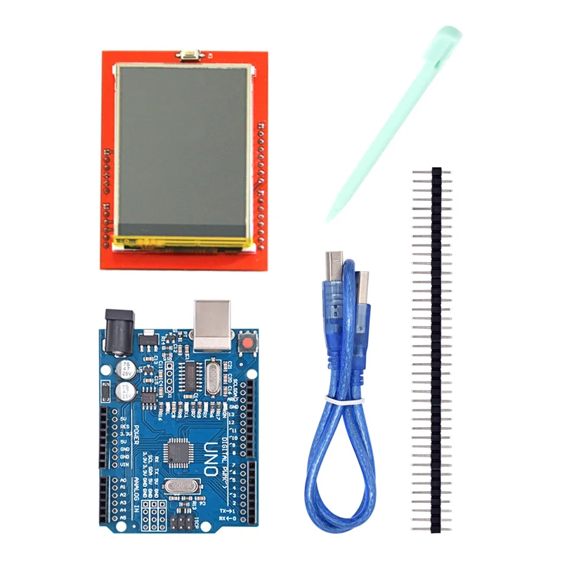 UNO R3 MEGA328P макетная плата + 2 4 дюйма TFT сенсорный ЖК экран модуль дисплей для DIY