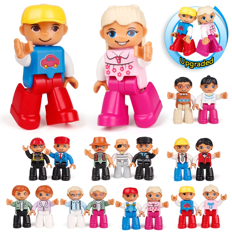 5 10 20. Кубики, Набор фигурок Duplo, совместимые фигурки, блоки, большие кирпичи, персонажи, семья, полиция, строительный блок, игрушка