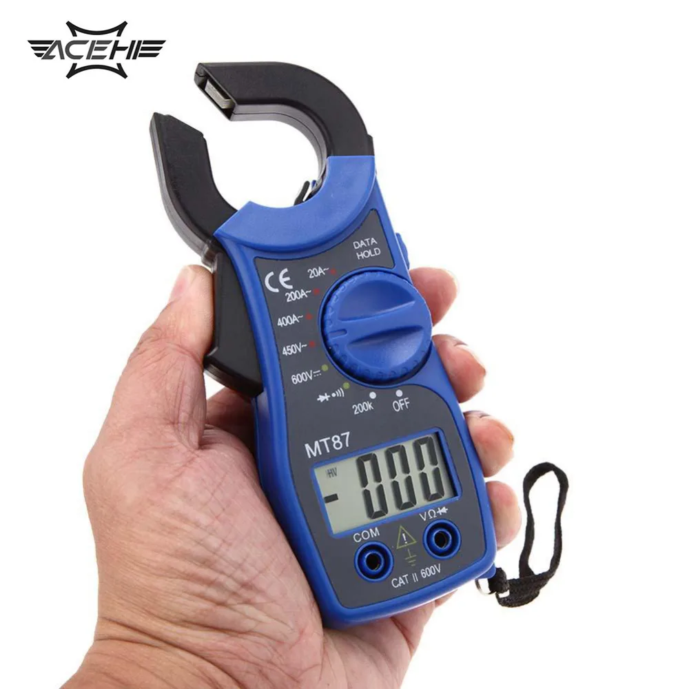 ЖК цифровой вольтметр Амперметр Омметр мультиметр AC/DC тестовый клещи синий