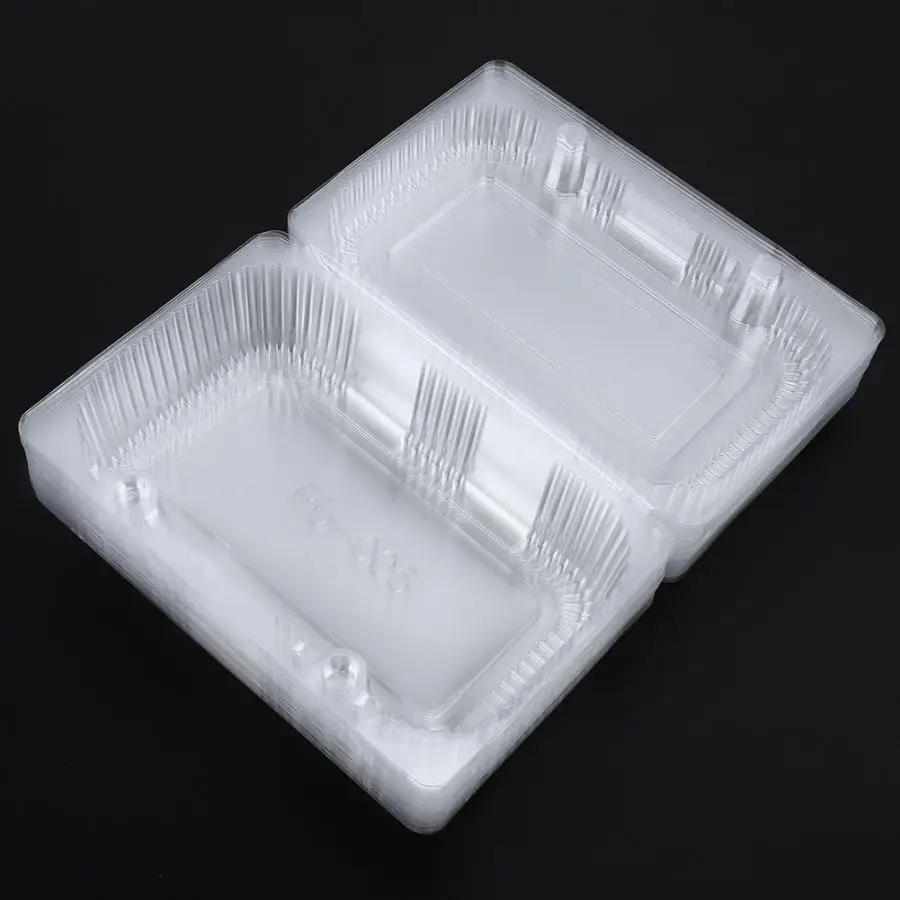 25 Pcs Disposable Plastic Hinged Loaf Container Food Fruit Storage Box Cosmetic Children Kids School Office Portable Bento Box