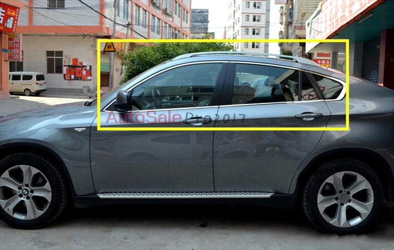 

Stainless Steel Chrome Stainless Window Sill Trims without Center Pillar 10pcs For BMW X6 E71 2009 2010 2011 2012 2013 2014