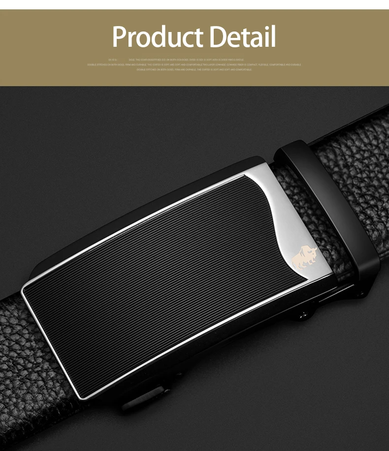 BISON DENIM Genuine Leather Men Belt Luxury Black Strap Automatic Buckle Belt for Male Original Natural Cowskin Belts N71482