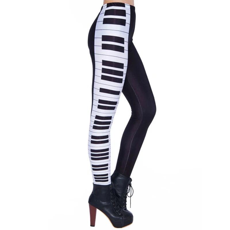 Palicy 3D Print Leggings Women High Waist Slim Workout Steampunk Leggings Black White Casual High Elasticity Trousers