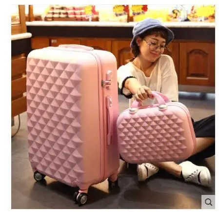 26with 14 pink Чемодан для багажа, чемодан для багажа, Женская тележка, чемодан, 20 дюймов, 22 дюйма, 24 дюйма, 26 дюймов, чемодан для посадочного колеса - Цвет: 26with 14 pink