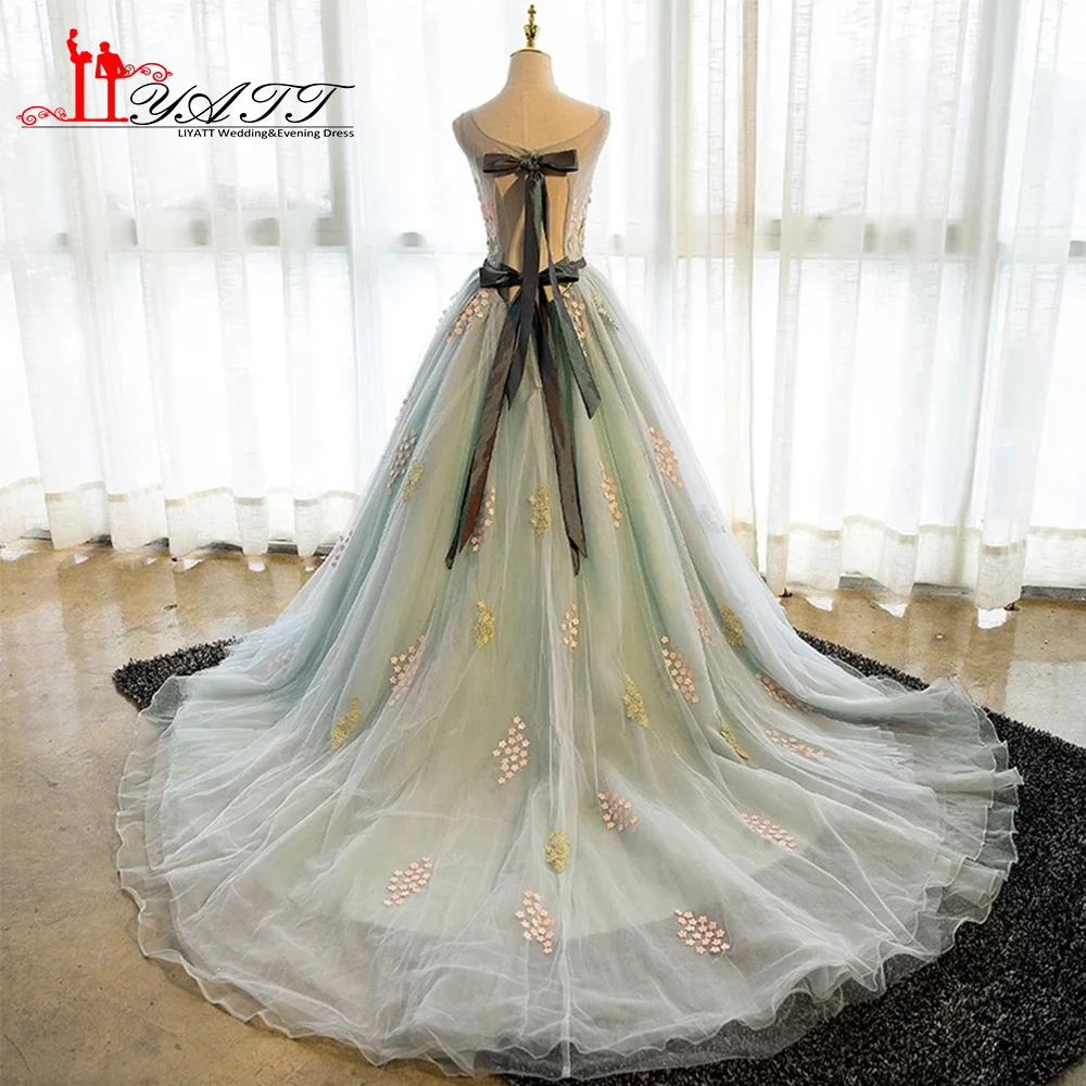 Vestidos de formatura 2017 настоящая фотография Новая коллекция зеленое с аппликацией