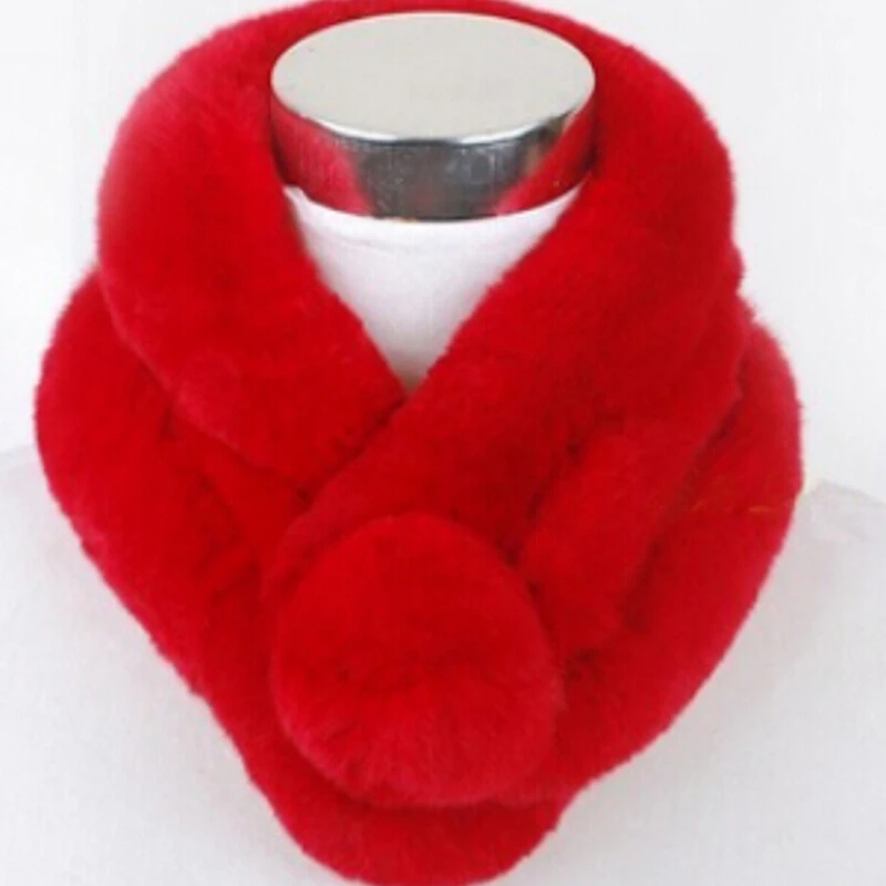 2018 шарф кролика рекс с шариком меховой Глушитель Зимний женский модный шейный