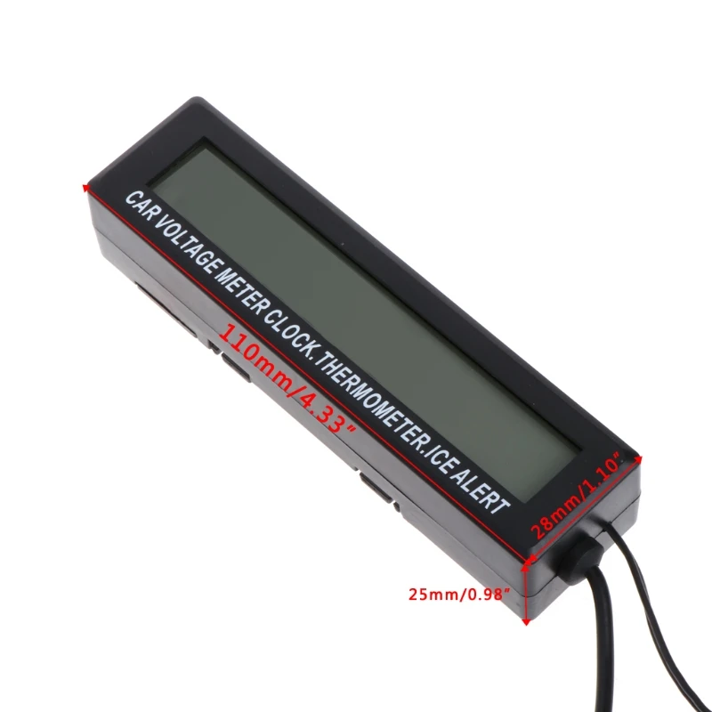 

New quality Digital LCD Clock Car Voltmeter Thermometer Battery Voltage Temprerature Monitor 12V/24V