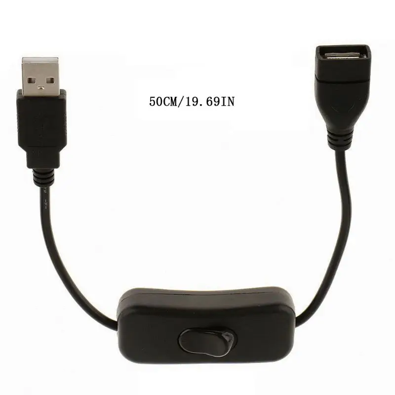 

50 см USB 2,0 A Мужской к женскому Удлинительный кабель с переключателем ВКЛ-ВЫКЛ кабель для ПК USB LED вентилятор зарядное устройство