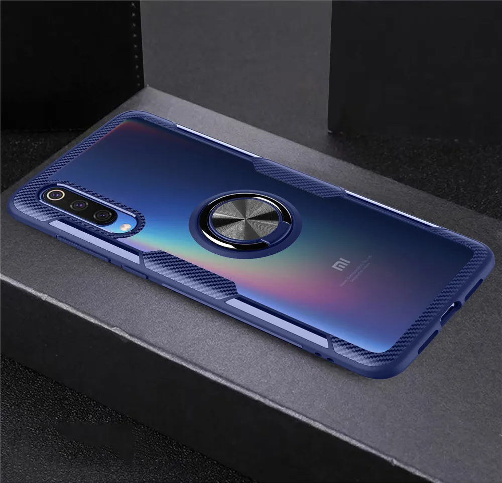 blue case Кольцо 360 Полный протектор чехол на xiaomi mi 9 8 lite mi8 чехол сяоми ми 8 лайт ми 9 силиконовый чехол Xiaomi Redmi Note 7 редми нот 7 чехол - Цвет: blue case