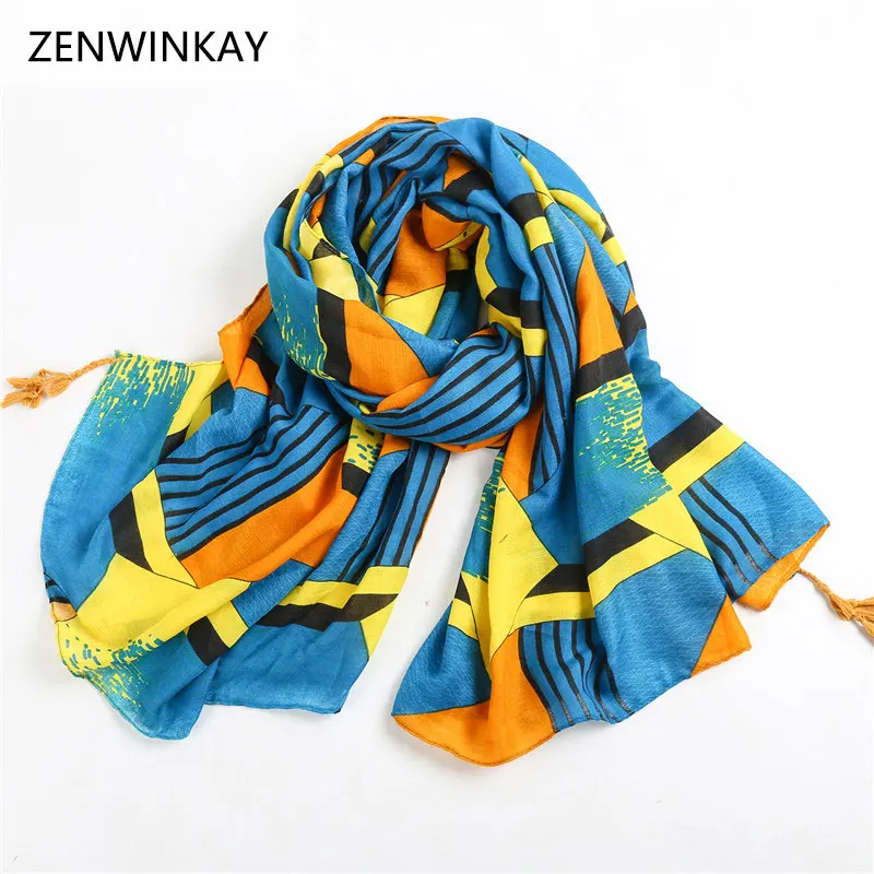 

2018 New Arrival Scarf Women Scarves Spring Autumn Warm Thin Cotton Linen Wraps Geometry Colors Apparel Accessories 180*100cm