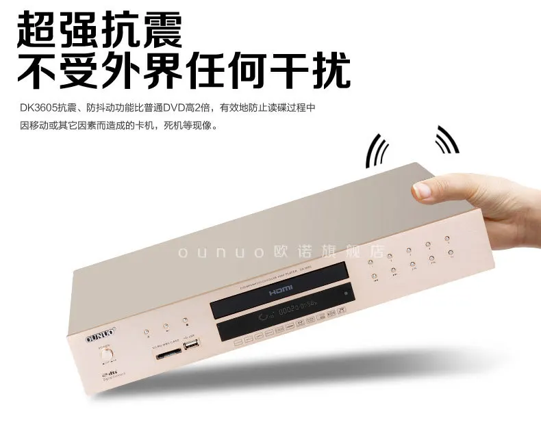 OUNUO DK3605 Реальный 5.1-канальный плеер CD/DVD/USB/APE без потерь с декодированием DTS AC-3 Dual/VGA/S-Video/Optical/HDMI Ouput1080P/110-240V