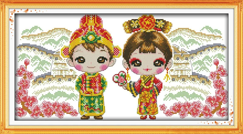 Китайские детские индийские свадебные картины с надписью love на холсте DMC 11CT 14CT
