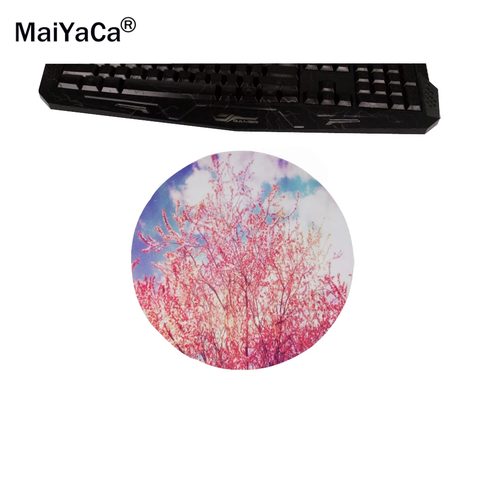 Коврик для мыши MaiYaCa с узором под Сакуру и деревьями маленький круглый игровой