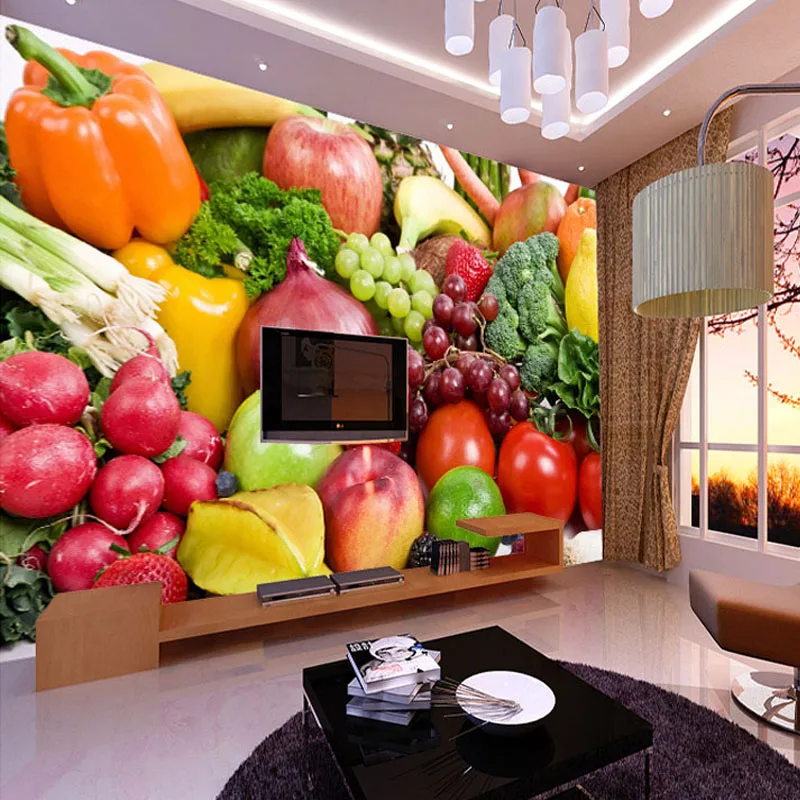 

Fresh Fruits Vegetables Grape Banana Pineapple Photo Mural Customized Size Non-woven Paper For Wall Living Room 3D Wallpaper