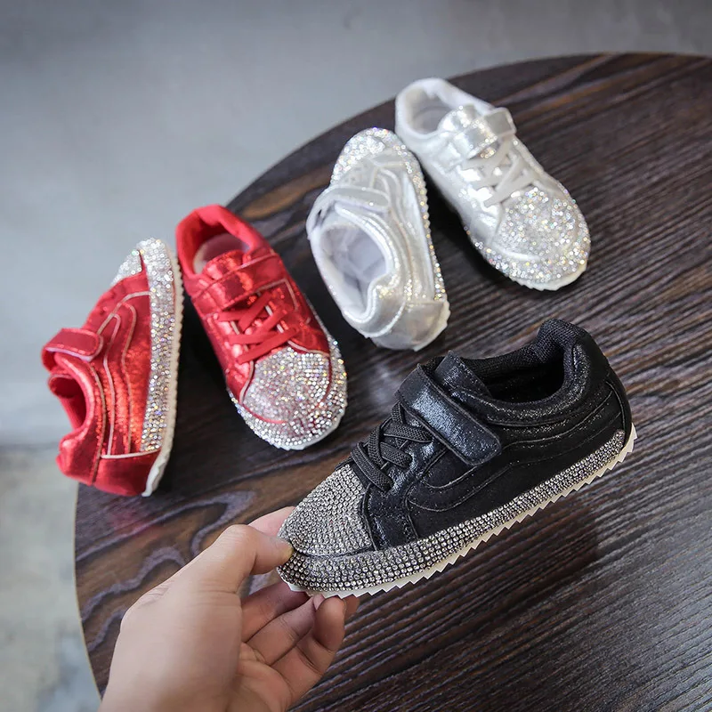 Mumoresip Fashion Tide Girls Shoes Boys Casual Sneakers Rhinestone Students Pupils Sports For Big Kids Soft Comfortable | Детская одежда