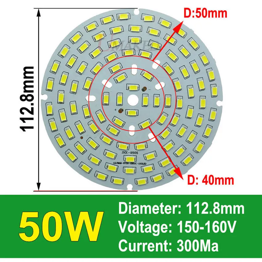 50W 113mm Яркость светодиодный bay светильник источник 30/36/50/70/100W Светодиодный PCB с smd светодиодные чипы для напольный светильник, светильник, 300Ma алюминиевая ручка с пластинчатым основанием - Испускаемый цвет: 50W 113mm