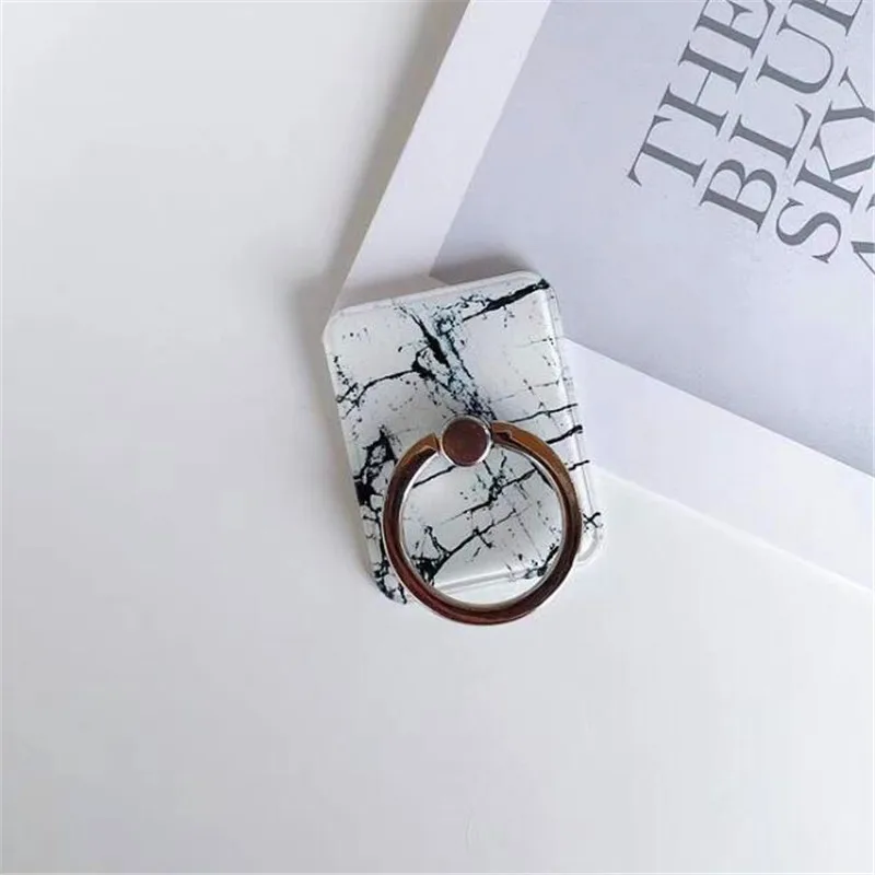 Luxury Metal Ring Marble Crystal Finger Ring Smartphone Stand Holder Mobile Phone Holder Stand For iPhone Huawei All Smart Phone