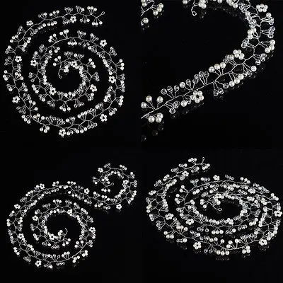 

Pearls Wedding Hair Vine Crystal Bridal Accessories Diamante Headpiece 1 Piece