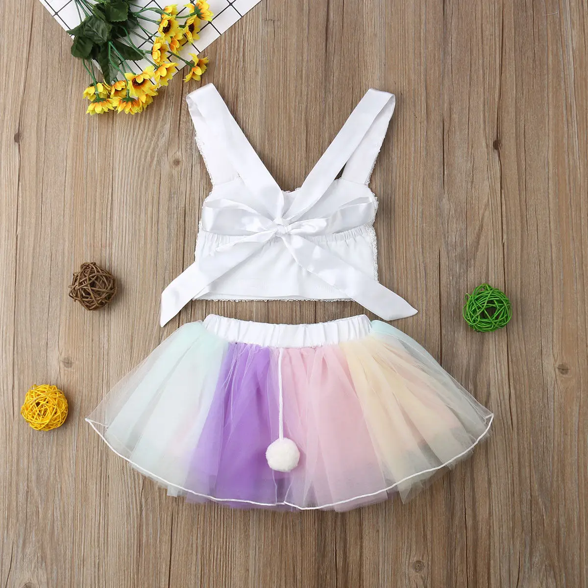 Комплект из 2 предметов с единорогом для маленьких девочек топ кроликом радужная