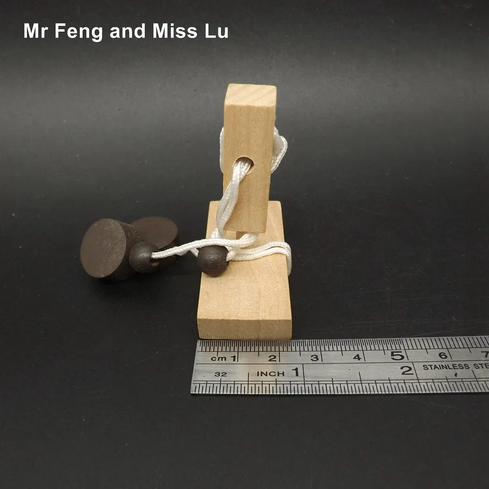 Мини деревянная веревка головоломка кольцо одной колонны 3D строки IQ Волшебный