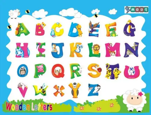Горячая A-Z буквы алфавита Животные настенной Стикеры для детской комнаты